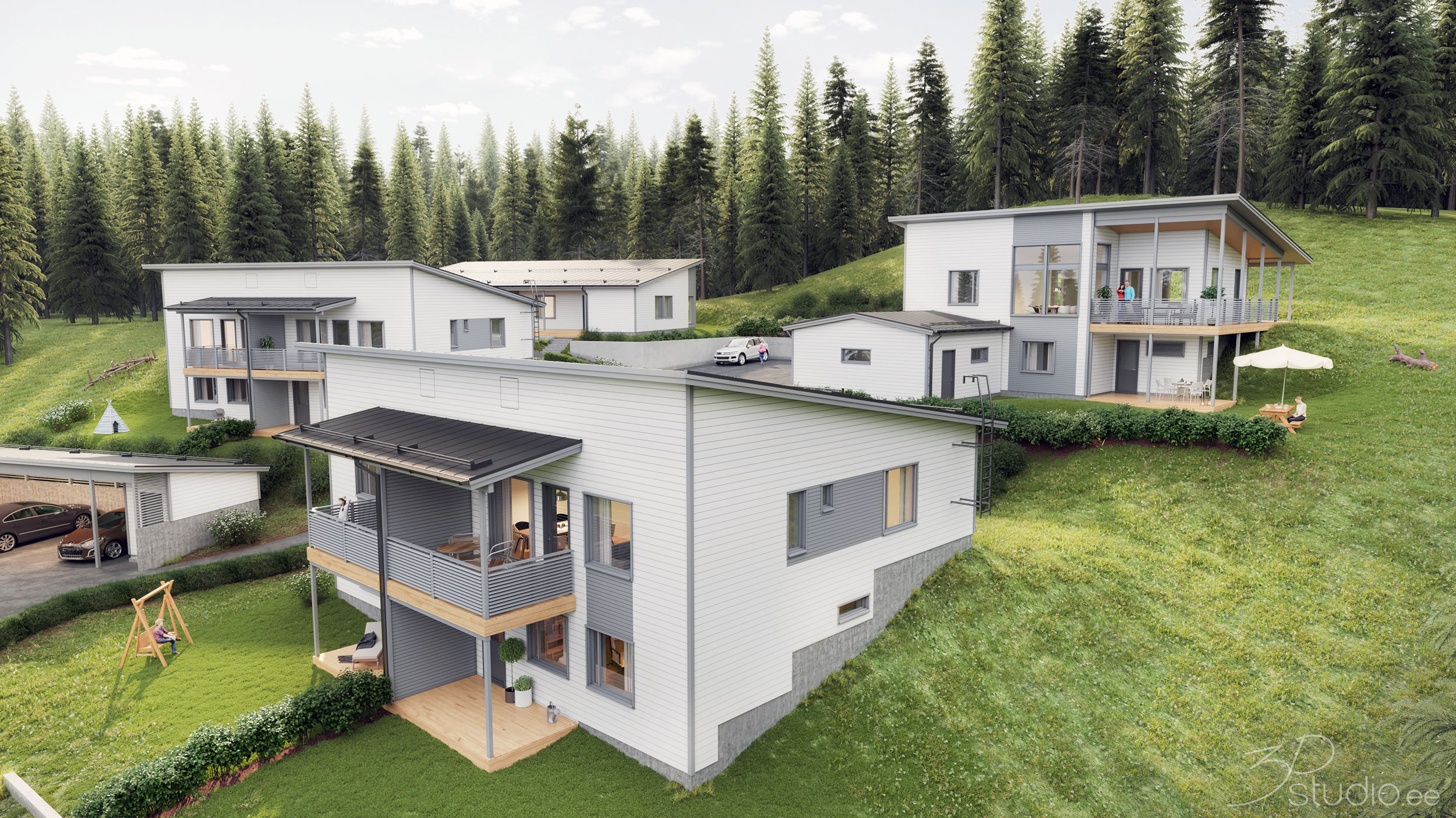 3D kuvat, visualisointi, kiinteistöt, Mulbynmäki 6, Espoo, Finland